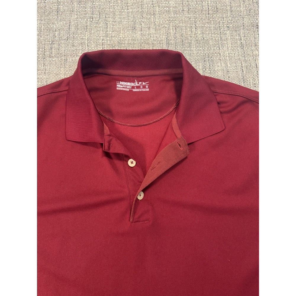 Nike Mens Polo Shirt Size L Maroon Golf Tennis Short Sleeve C22 L 29 Dri Fit‎